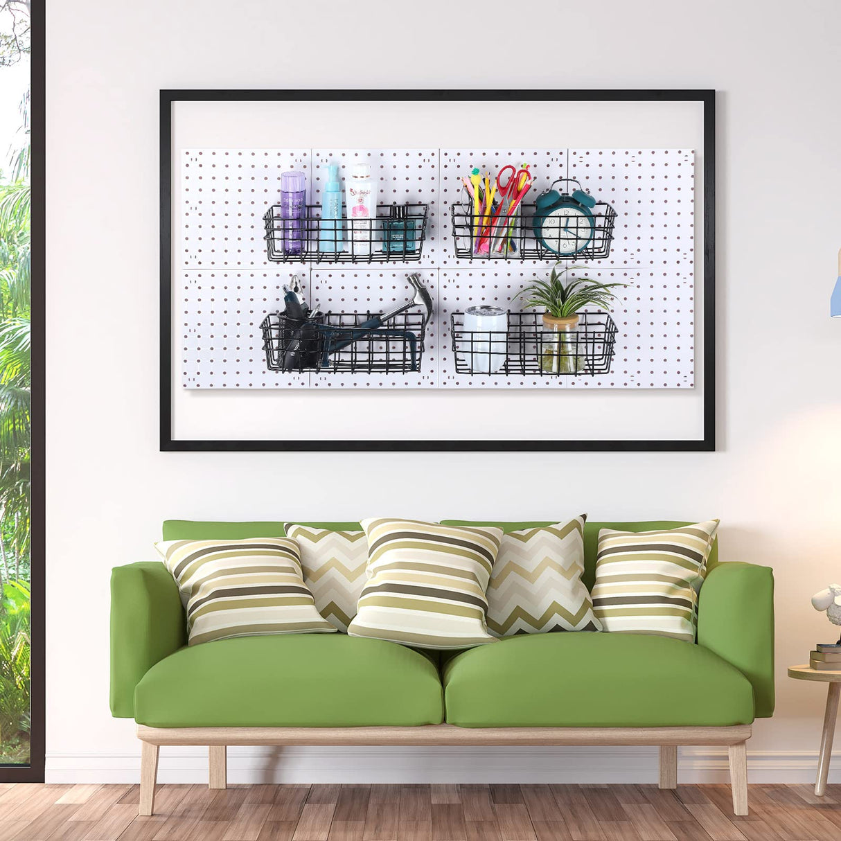 8 Sets Pegboard Wall Mount Display Pegboard Plastic Garage Pegboard Wall Organizer Pegboard Panel Kit Installation Accessories for Kitchen Living Nuanchu