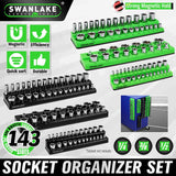 SWANLAKE 6PCS Magnetic Socket Organizer Set, Magnetic Socket Holder, 1/4", 3/8", 1/2" Socket Holds 143 Pieces Magnetic Socket Trays. SWANLAKE GARDEN TOOLS