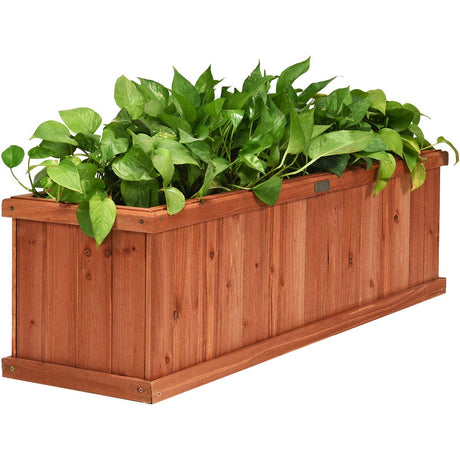 Giantex Raised Garden Bed Flower or Vegetable Planter Window Mounted Plant Box for Garden, Yard Wood Box for Planting (40" LX12 WX12 H) Giantex
