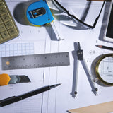 3 Pieces 6 Inch Metal Ruler Stainless Steel Rulers with Cork Backing Non Slip Straight Edge Ruler with Inch and Centimeters for School Office Drawing Mozeat Lens