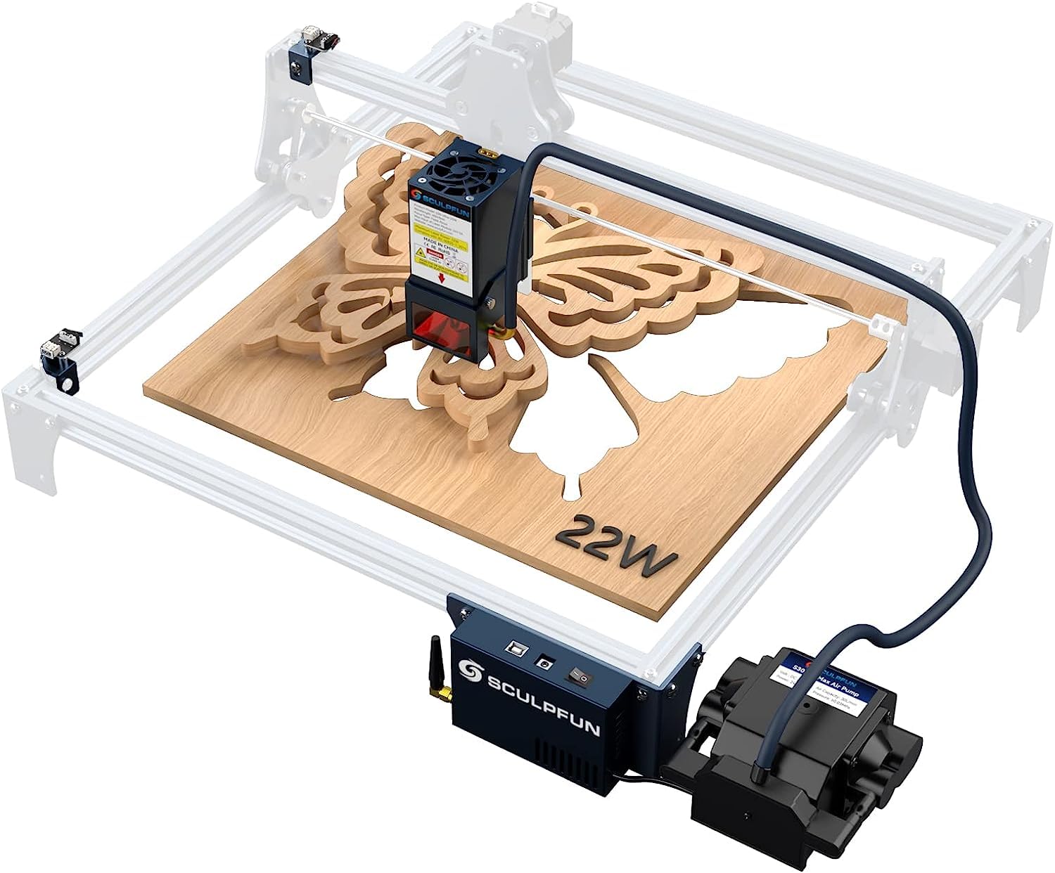 SCULPFUN S9 Laser Engraver Upgrade kit to S30 Ultra 22W, air Assist, with 22W Laser, 32 bit Main Board, Limit Switch, for Sculpfun SCULPFUN