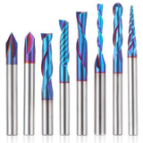 HQMaster CNC Router Bits 1/4 Inch Shank Carving Bit Set for Wood Detail Profile V Groove Engraving Solid Carbide CNC Router Bit Collection HQMaster