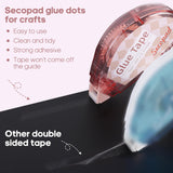 Secopad Scrapbook Tape, 4 Pack Double Sided Tape Roller for Crafts, Sticky Glue Tape Runner Scrapbooking Supplies for Kids and Adults, 0.3IN x 26FT Secopad