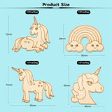 KitBeads 40pcs Unicorn Wood Cutouts Laser Cut Wood Rainbow Unfinished Animal Horse Unicron Wood Piece Ornaments for Crafts DIY Bulk KitBeads