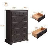 T4TREAM 6 Drawers Dresser Chests for Bedroom, Wood Rustic Tall Chset of Drawers,Dressers Organizer for Bedroom, Living Room,Hallway, Espresso T4TREAM