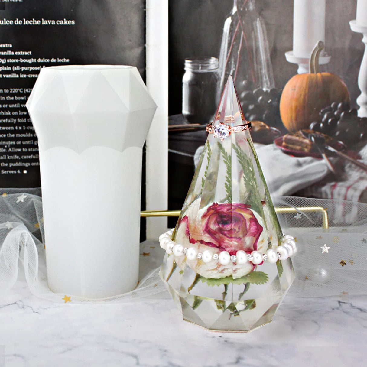 RESINWORLD Faceted Ring Cone Resin Mold + Set of Large Medium Small 3D Skull Resin Molds ResinWorld