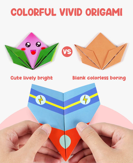 Gamenote Colorful Origami Kit for Kids 54 Projects 120 Double Sided Origami Paper 12 Sheets Practice Papers Instructional Origami Book Origami Gift GAMENOTE