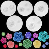 PAGOW 5pcs Mini Mirror Flower Resin Mold, Silicone 3D Flower Crystal DIY Casting Molds, for Earring, Jewelry Pendants Making Tool (8 Different Sizes) PAGOW