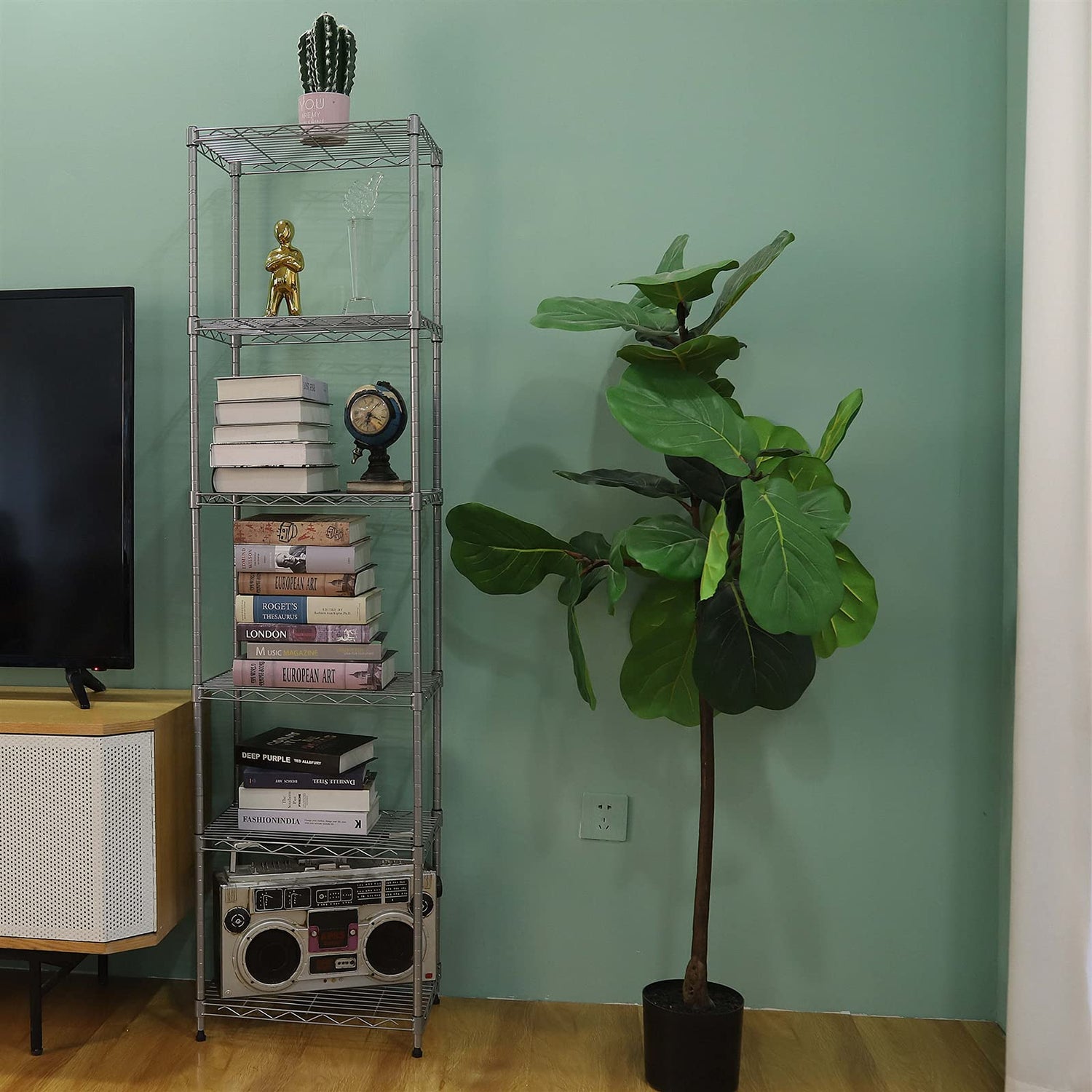 GIOTORENT 6-Tier Standing Shelving Metal Units, Adjustable Height Wire Shelf Display Rack for Laundry Bathroom Kitchen 16.6” x 11.6” x 63” GIOTORENT