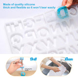 Mocoosy 134Pcs Alphabet Keychain Resin Molds Kit, Reversed Letter Number Silicone Mold Epoxy Resin Casting Molds Key Chain Making Set with 1 Hand Mocoosy
