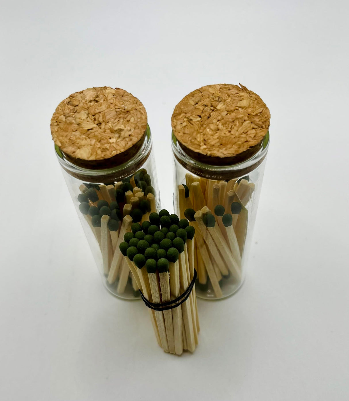 APOTHECARY SAFETY MATCH TWIN PACK W/REUSABLE (40ML) GLASS VIAL(2) WITH CORK LID, 25CT GO GREEN PER VIAL(50)+25CT REFILL=75CT TOTAL The Conway Wick & Candle