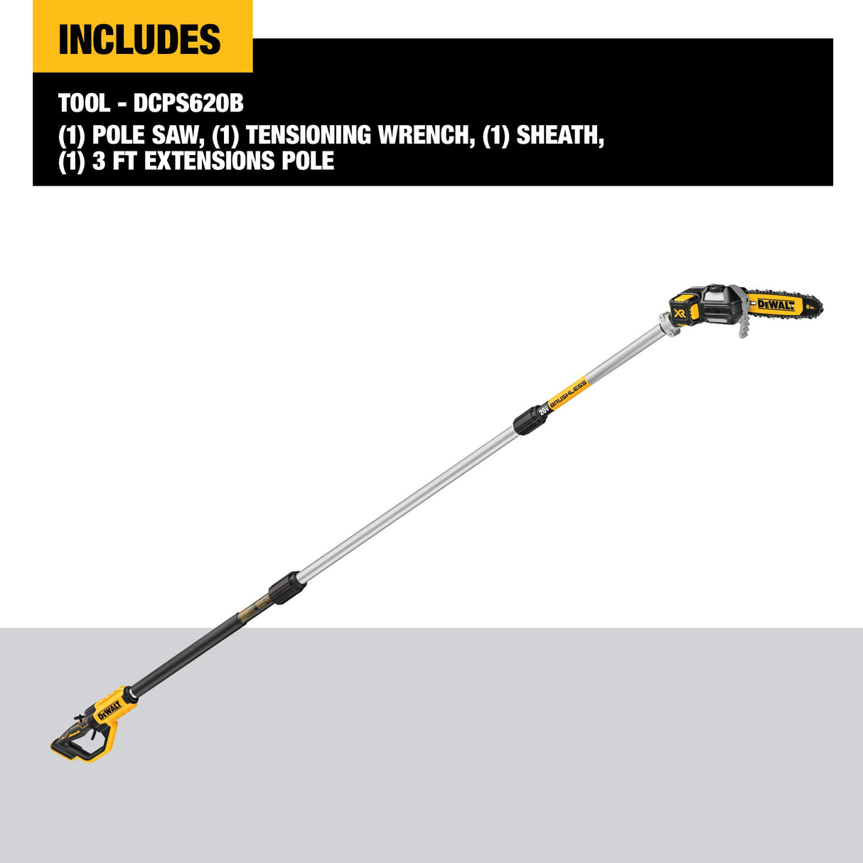 DEWALT 20V MAX* XR Pole Saw, 15-Foot Reach, Tool Only (DCPS620B) DEWALT