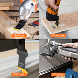 JTWEB 20PCS Titanium Oscillating Saw Blades Metal Cutting, Multitool Blades 3 Types Multi Tool Blades Kits Wood and Metal Nail Plastic Oscillating JTWEB