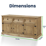 Furniture Dash Solid Wood Buffets & Sideboards 65.9" W, 16.9" D, 31.6" H - Kitchen Storage Cabinets, Buffet Cabinet with Storages, Bar Liquor Furniture Dash