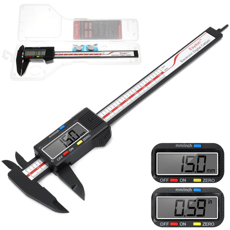Digital Caliper, Esydon Upgraded Calipers 6 inch, Measuring Tool, Electronic Ruler, with Large LCD Screen, Auto-Off Feature, Inch and Millimeter Esydon