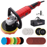 SILVEL Buffer Polisher, 1600W 7 Inch/6 Inch Polisher for Car Detailing, Wax Machine, 7 Variable Speed, with 6 Foam Pads, 3 Wool Pads, Packaging Bag, SILVEL