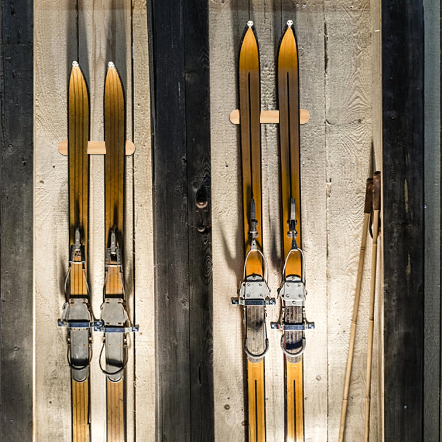 PEUTIER Minimalist Wood Ski Rack, Snowboard Wall Mount Rack Hanger Snowboard Display Rack Snowboard Storage Rack Ski Holder for Room Garage Ski Board PEUTIER