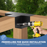 Tocretoare Pergola Kit, Woodworks Pergola Brackets 6" x 6" (Actual: 5.5x5.5 Inch), 2 Pack 4-Way Right Angle Corner Brackets, Powder-Coated Pergola TOCRETOARE