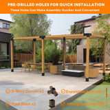 YEOOE Pergola Brackets 4x4 (Actual: 3.5x3.5 in), 2 Pack Woodworks Pergola Kit 4-Way Right Angle Corner Brackets, Powder Coated Pergola Hardware for YEOOE