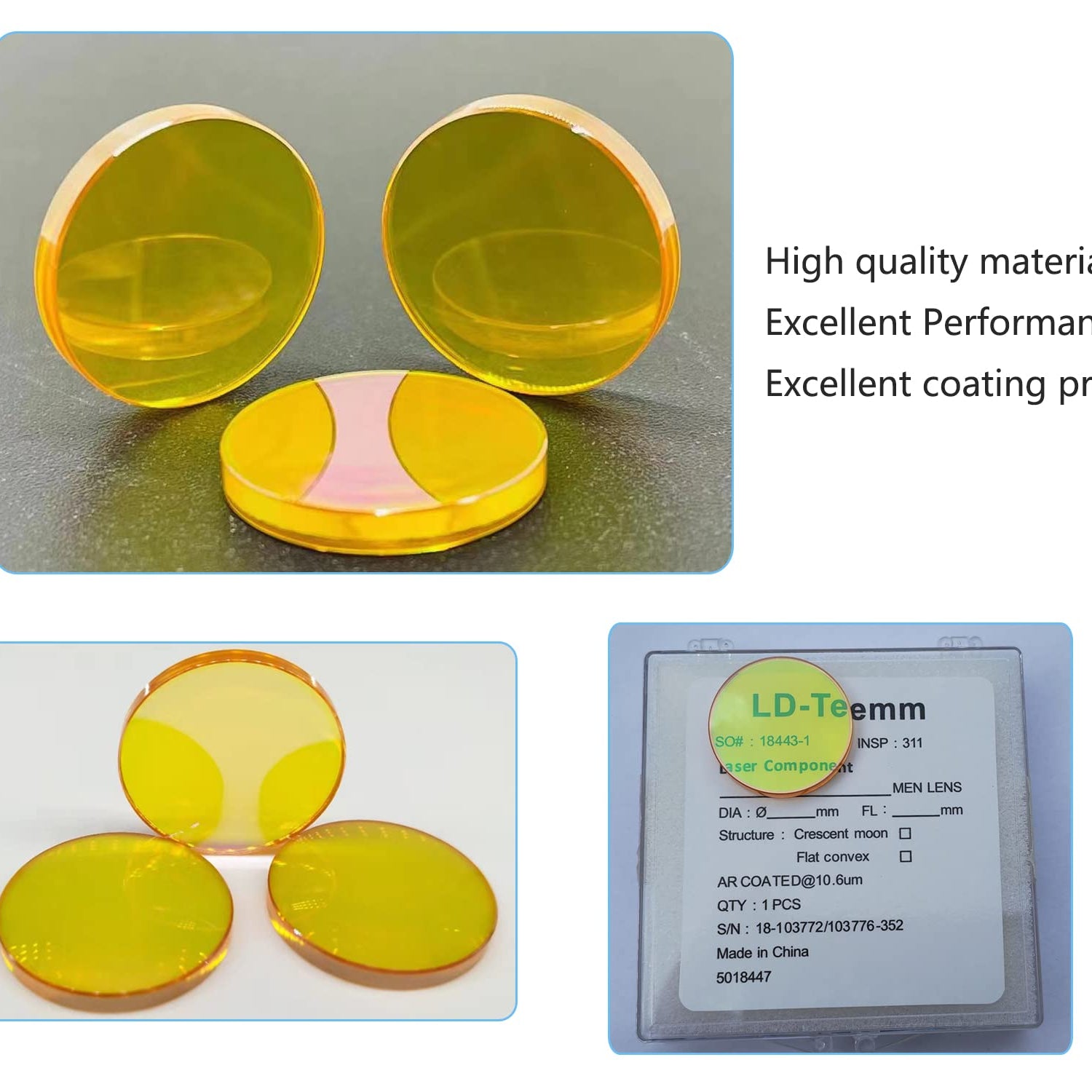 LD-Teemm CO2 laser Focus Lens, 19mm laser Focal lens laser Mirror, CVD ZnSe lens (1pcs) for CO2 Laser Cutting Engraving 40W-150W Machine, LD-Teemm