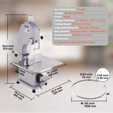 VEVOR Commercial Electric Meat Bandsaw, 1500W Stainless Steel Countertop Bone Sawing Machine, Workbeach 19.3" x 15", 0.16-7.9 Inch Cutting Thickness, VEVOR
