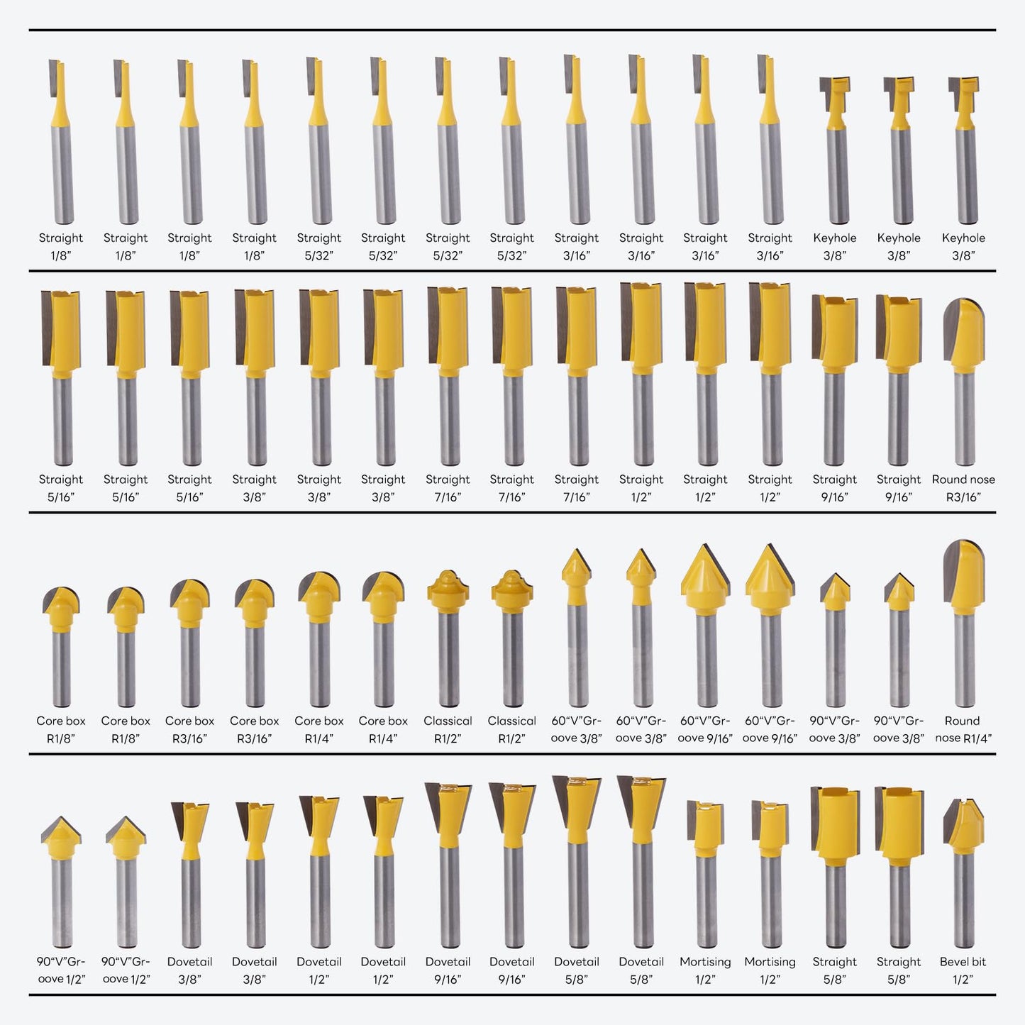 EilxMag 100 Pieces Router Bit Set, Router Bits 1/4 Inch Shank with Aluminum Storage Case Tungsten Carbide Router Bits Kit for Professional - WoodArtSupply