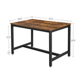 VASAGLE 47 Inches Dining Room Table for 4, Industrial Style with Heavy Duty Metal Frame, 47.2 x 29.5 x 29.5 Inches, Brown VASAGLE
