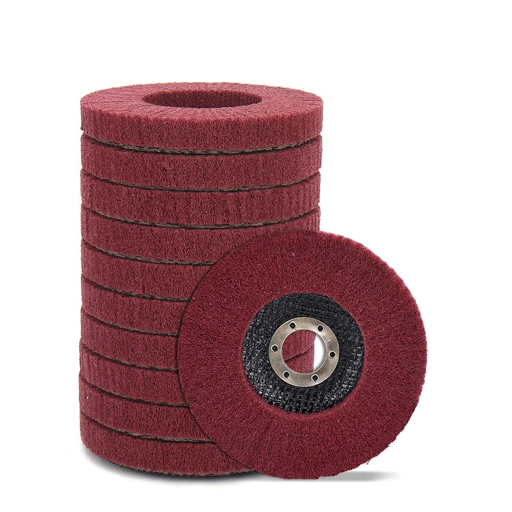 SI FANG 10Pcs 5 x 7/8 Inch Nylon Fiber Flap Polishing Wheel Disc, Scouring Pad Buffing Wheel for Angle Grinder, Sanding Pads for Grinding, Mirror SI FANG