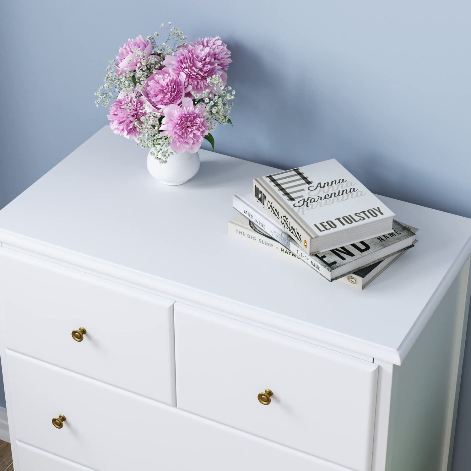 HOUSUIT Dresser with 5 Drawers, Tall Dresser Chest of Drawers, 5 Drawer Dresser with Deep Space, Wood Dresser Storage Cabinet for Living Room, HOUSUIT