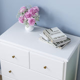 HOUSUIT Dresser with 5 Drawers, Tall Dresser Chest of Drawers, 5 Drawer Dresser with Deep Space, Wood Dresser Storage Cabinet for Living Room, HOUSUIT