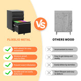 FLIXELIO 3-Drawer Mobile File Cabinet with Lock,Small Rolling Metal Office Storage Filing Cabinet Under Desk,Vertical Locking File Cabinets with FLIXELIO