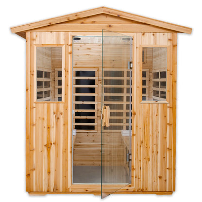 Kanlanth Far Infrared Sauna Low EMF Wooden Sauna for Home, 4 Person Outdoor Sauna Room, 2,050watt, Canadian Hemlock, Indoor Home Sauna with - WoodArtSupply