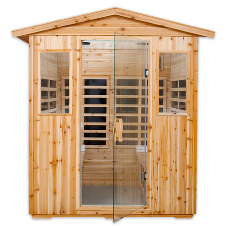 Kanlanth Far Infrared Sauna Low EMF Wooden Sauna for Home, 4 Person Outdoor Sauna Room, 2,050watt, Canadian Hemlock, Indoor Home Sauna with Kanlanth