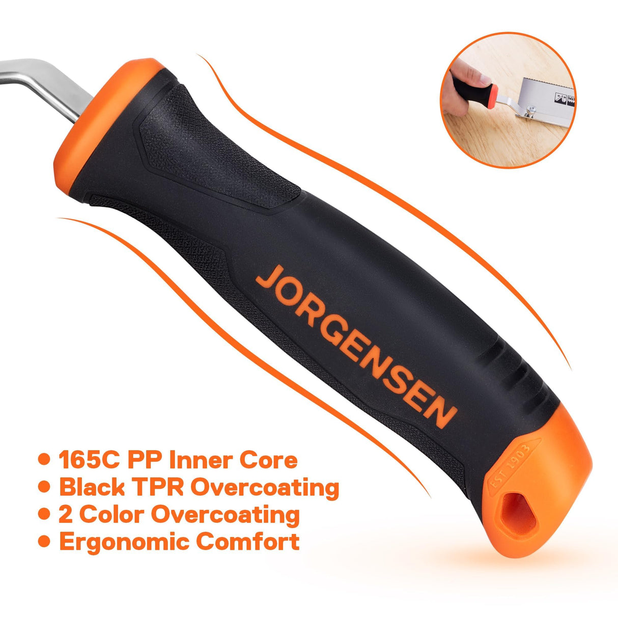 JORGENSEN 10" Dovetail Reversible Saw, Professional Cutting Jamb Saw, 13TPI Double Ground Teeth Flush Cut Saw Spring Loaded Design Cranked Soft Jorgensen