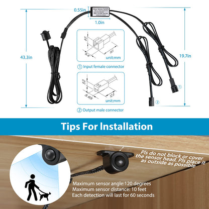 Litever LED Safe Light Kit. Human Motion Sensor Activated. 6 Slim LED Light Bars. Linkable Extendable Plug-in for Gun Safe, Locker, Closet, Showcase,