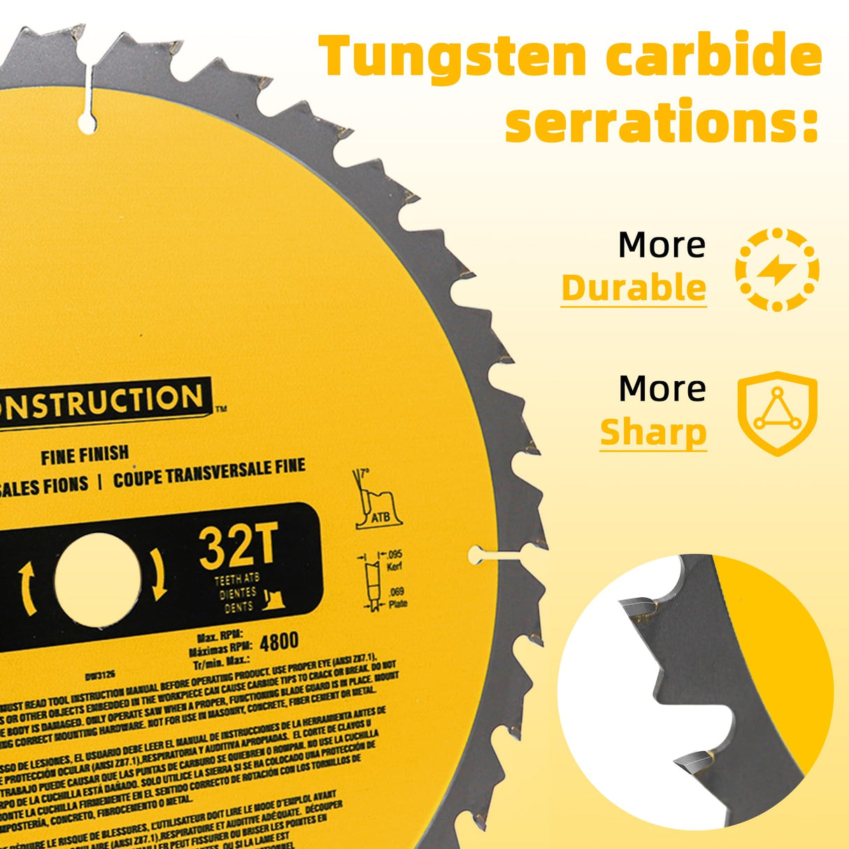 Upgraded DW3128P5 (2-Pack) 12in 80T&32T(dw3128/dw3123) Miter Saw Blade,Tungsten Carbide,Crosscutting,Compatible with DEWALT, for Miter Saws OEM home