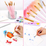 AROIC Painting Brushes Set, 10 Packs /100 Pieces, Nylon Brush Head, Suitable for Oil and Watercolor, Perfect Suit of Art Painting, Best Gift for AROIC