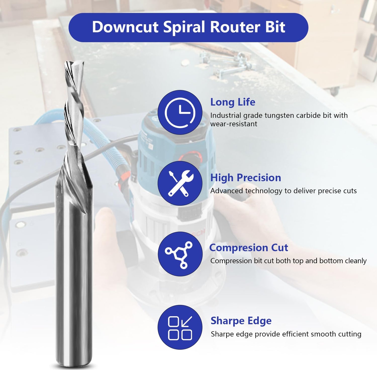 71333 Router Bits Solid Brass Inlay Kit for Powertec 1/4 Templates for High RPM Routing, Includes 1/8" Carbide Router Bit/Cutter + 1/4" Shank, Alocs