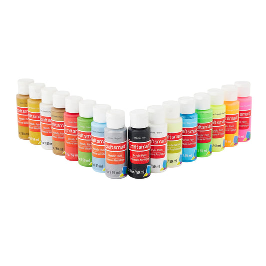 Craft Smart Metallic & Neon Acrylic Paint Set - WoodArtSupply