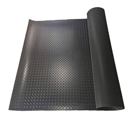 Boshen 5Ft x 17Ft Garage Floor Mat 2.5mm Thickened Rubber Flooring Roll 85sqft Diamond Plate PVC Rubber Trailer Mat Non-Slip Floor Protector Mat for