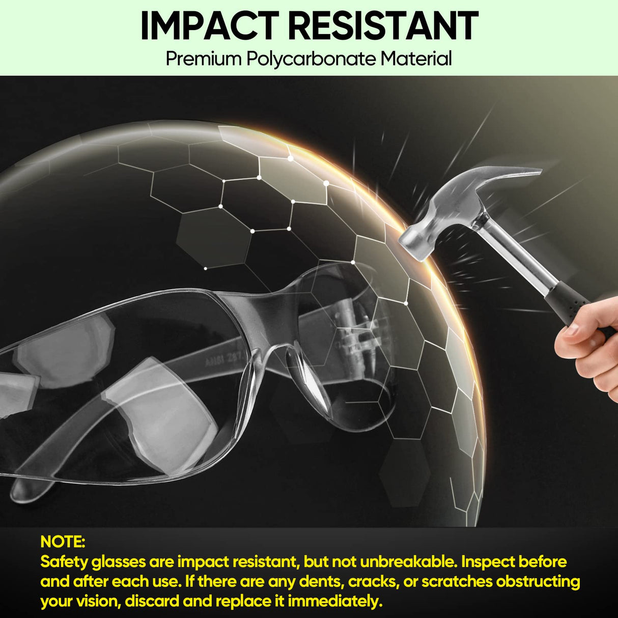 TICONN 3 Pack Clear Safety Glasses for Men, Safety Goggles with Scratch Impact Resistant Meets ANSI Z87.1 Standard (3 Pack) TICONN