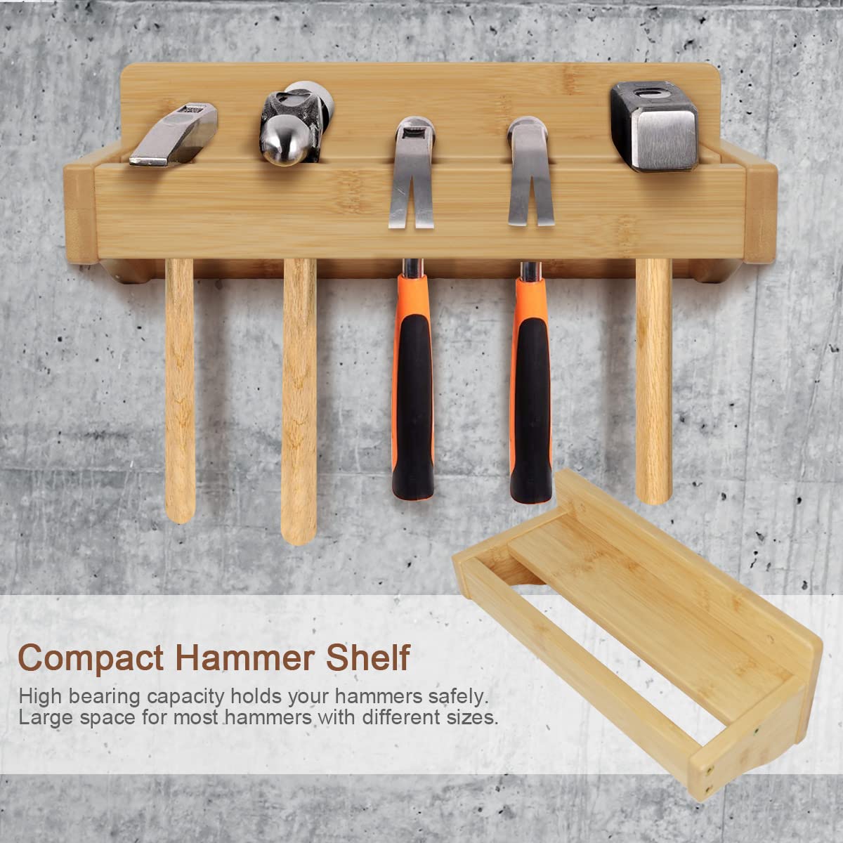 Wokyy Screwdriver Rack Wall Mount, Wood Pliers Holder, Hammer Rack, Wooden Tool Storage Organizer for Garage Workshop - 3 Pack Wokyy