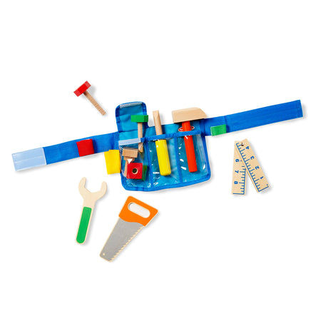 Melissa & Doug Deluxe Tool Belt Set - 5 Wooden Tools, 8 Building Pieces, Adjustable Belt Melissa & Doug