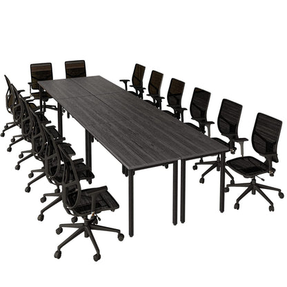 Bonzy Home 12ft Conference Tables Chair Set, 142"x47"x30" Table & 14pcs Chairs, Office Computer Desk and Chair Set for Meeting Room Study Printer