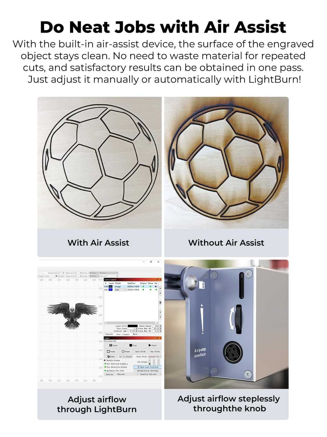 Creality Falcon Pro Laser Engraver 10W with Air Assist, 72W Efficient Laser Engraving Machine, 10W Laser Cutter, CNC Machine Laser Engraver for Wood Creality