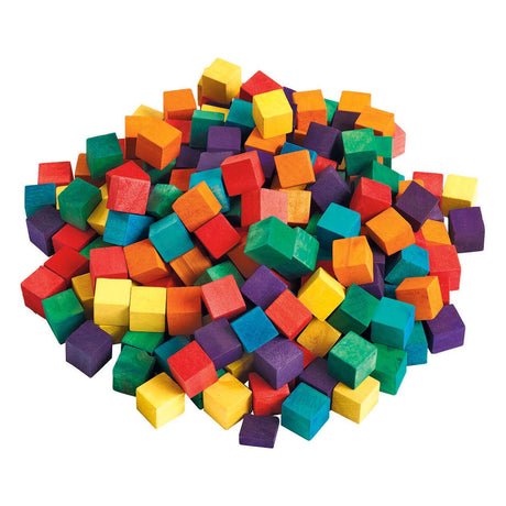 Colorations Colored Wood Cubes, 196 Pieces, 5/8 inch, Dyed Natural Wood, Geometric, Building, Arts & Crafts, Decorations, Multi-Colored, DIY Crafts, Colorations