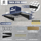 CAPHAUS Garage Wall Shelving, 36 in. W x 18 in. D Wall Mounted Garage Shelves w/ 2 Bike Hooks, Heavy Duty Organizer Shelf for Garage Storage System, CAPHAUS