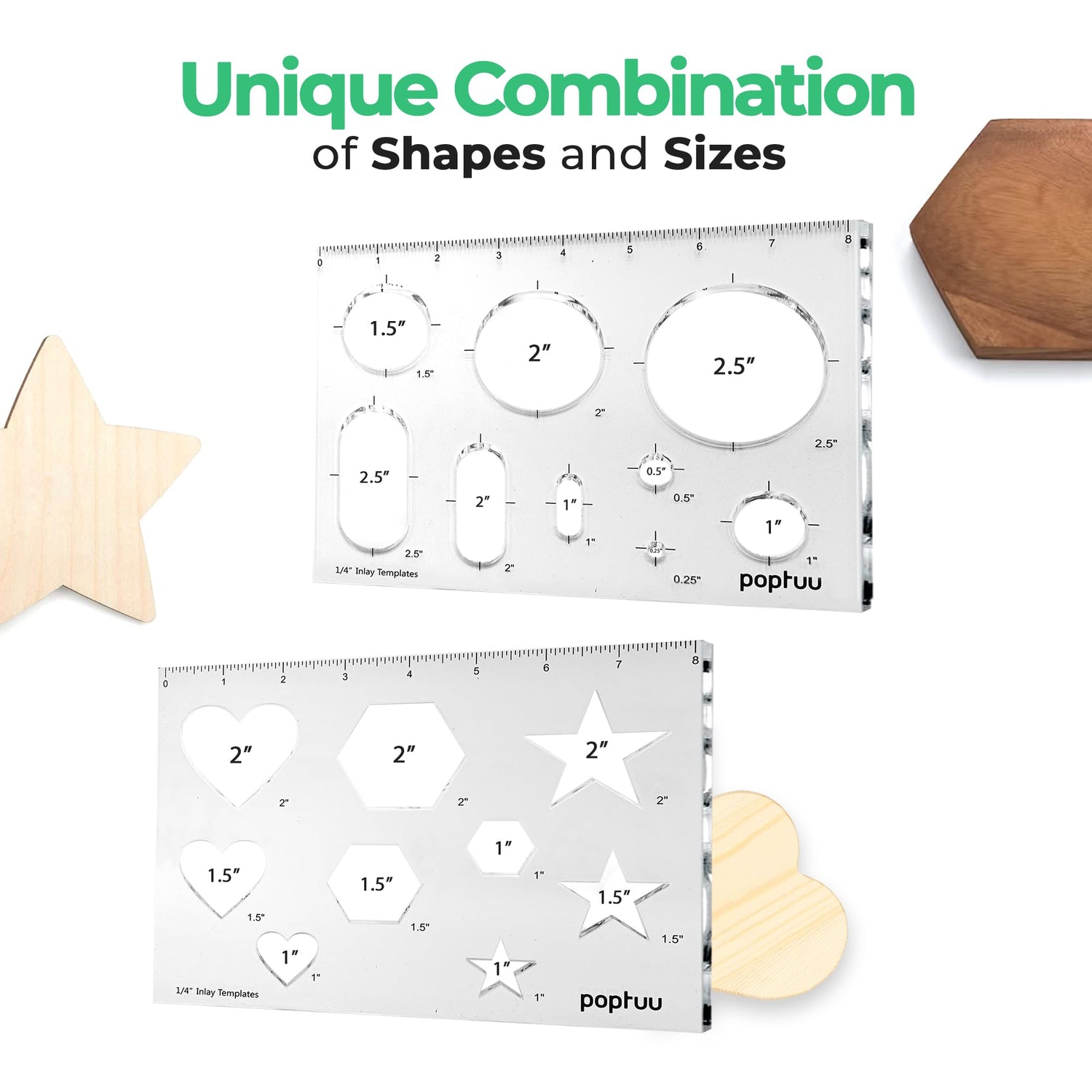 Router templates for Woodworking - 18 in 1 Inlay Template Kit for Working with Wood, Acrylic Router Templates, Decorative Stencil Tool for Design, poptuu