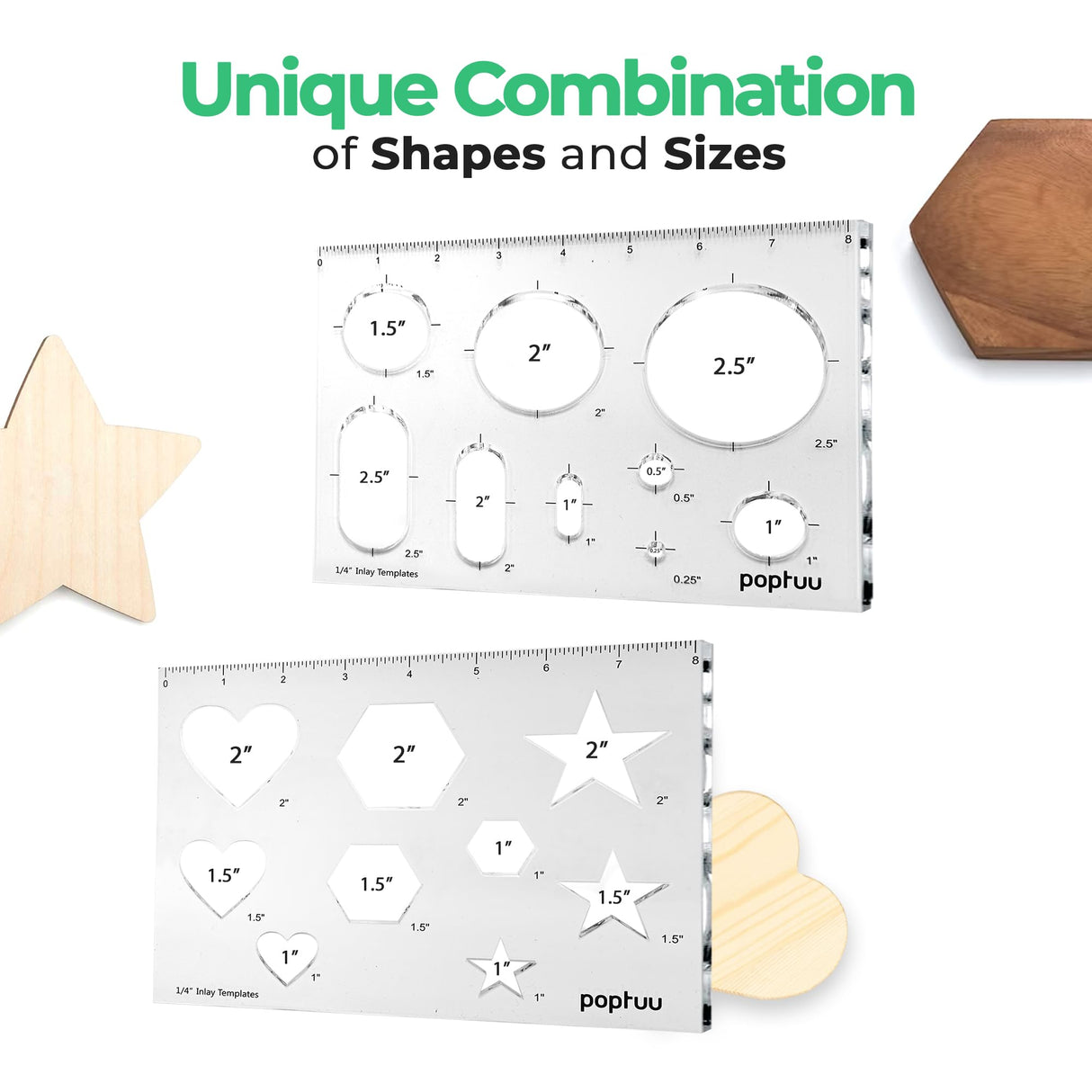 Router templates for Woodworking - 18 in 1 Inlay Template Kit for Working with Wood, Acrylic Router Templates, Decorative Stencil Tool for Design, poptuu