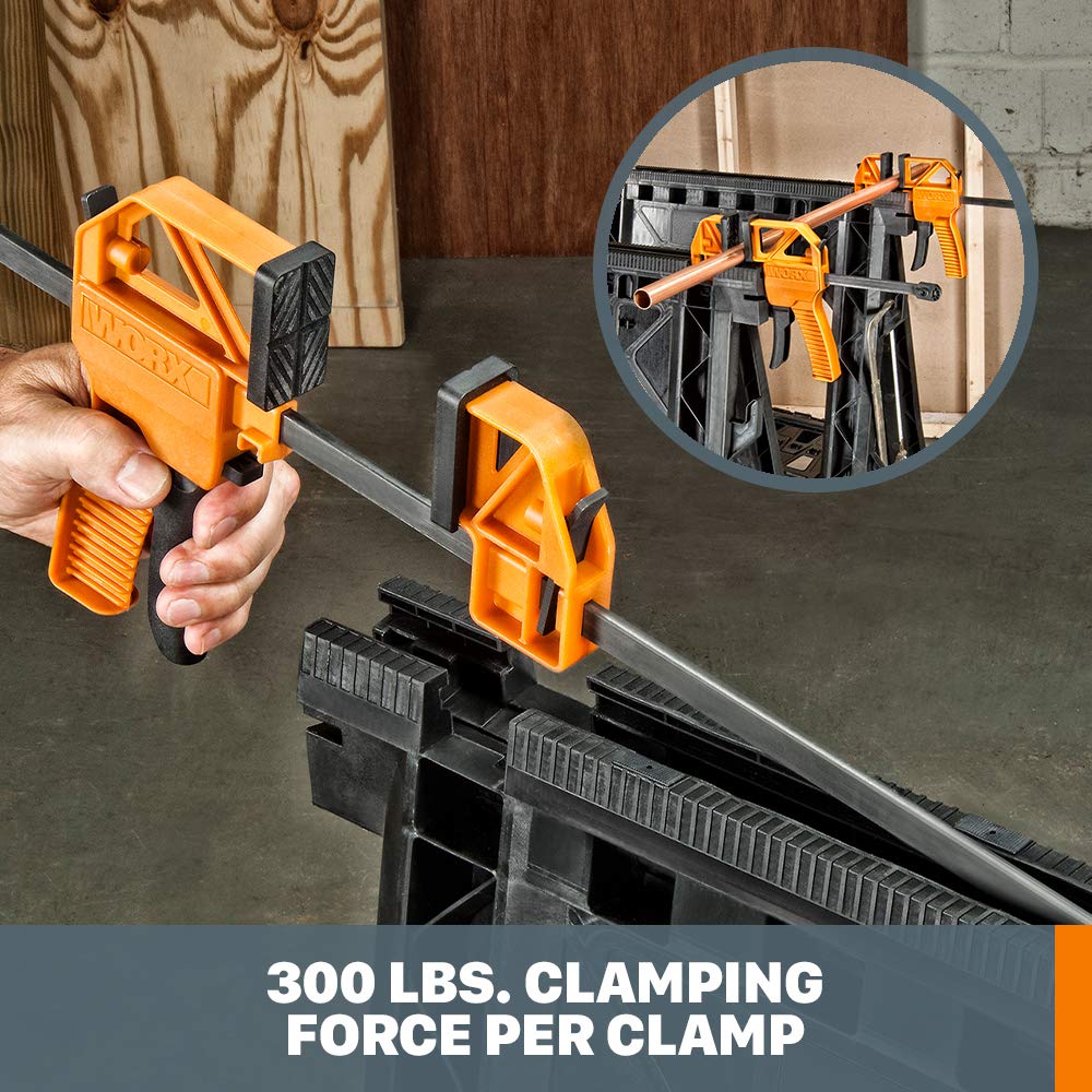 WORX WX065 Clamping Sawhorses with Bar Clamps - WoodArtSupply